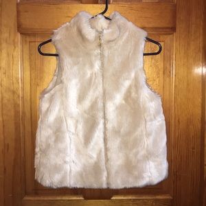 LANDS’END fuzzy tan/cream colored vest!!